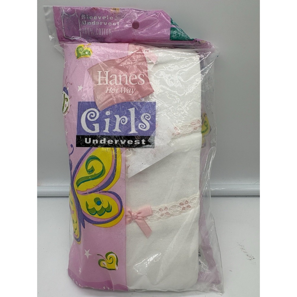 Vintage 1999 Hanes Her Way Girls White Cotton Camisol Tops Size 10 3-Pack